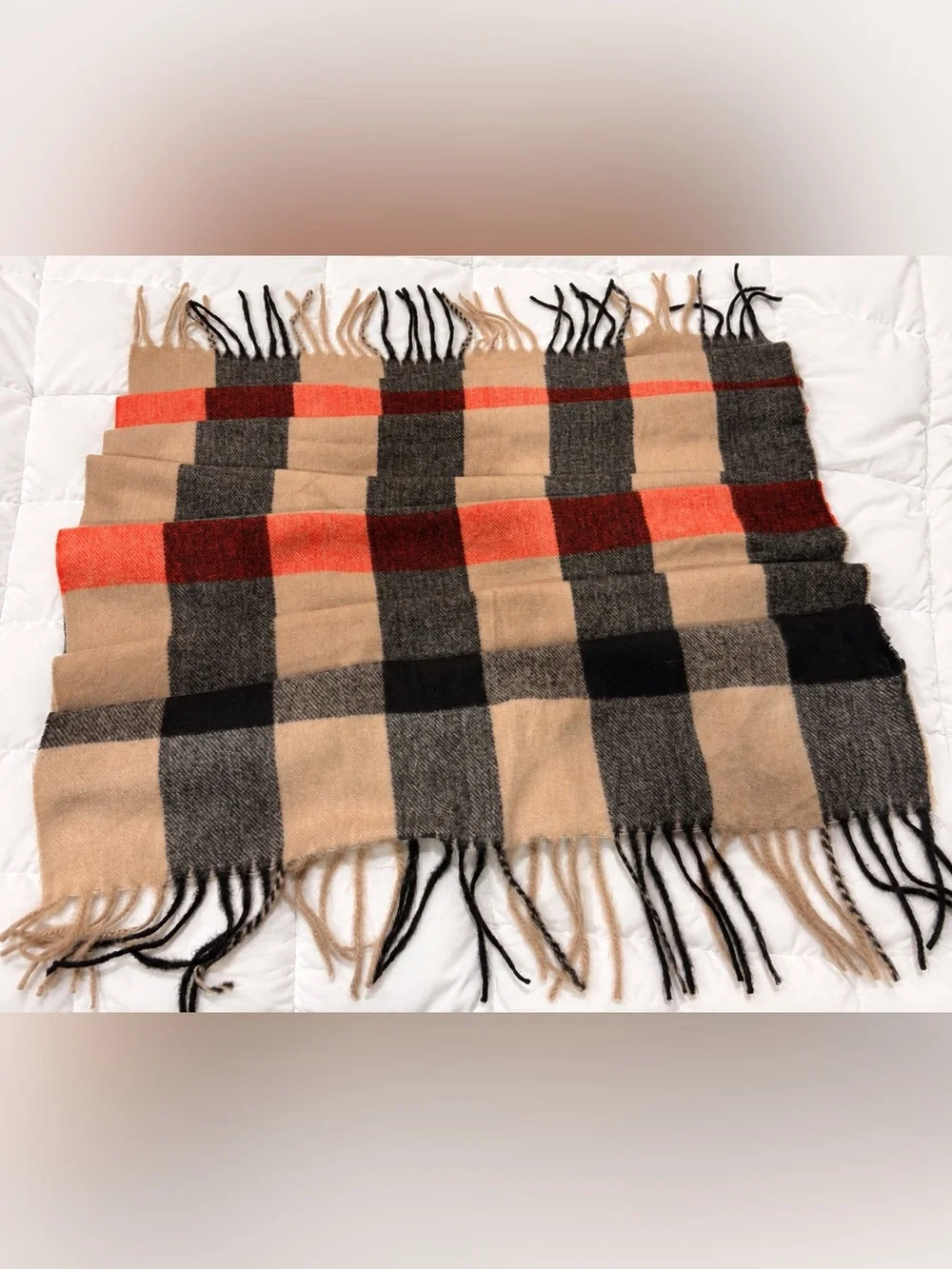 NWT Boutique Oversized Plaid Fringe Blanket Scarf Super Soft Wrap